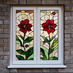 Decorative Stained Glass Window Film – Custom UV Sun Blocking Privacy Film, Static Cling, No Adhesive for Home