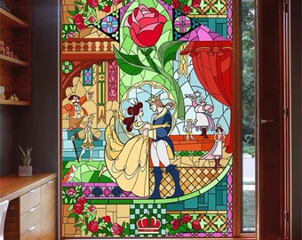 Customsize Stained Glass Window Film Frosted Glass Sticker Forest Custom Size Princess Prince For Kids Room Door Light Box Poster Home Decor