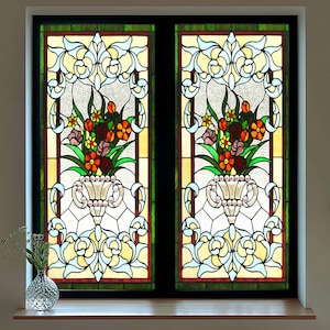 Custom Floral Stained Glass Window Film for Privacy and Artful Décor