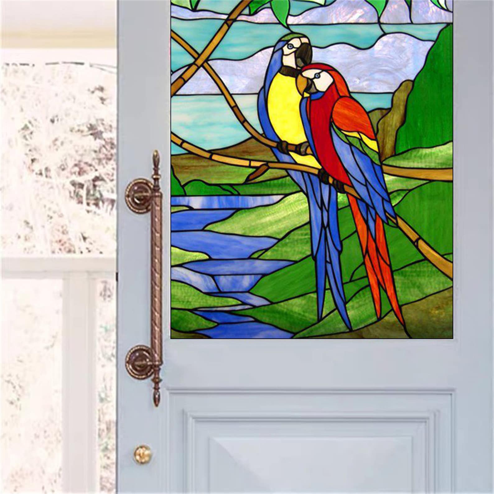 Stained Glass Window Film Animal Fish Bird Cat Tiger Color Etsy