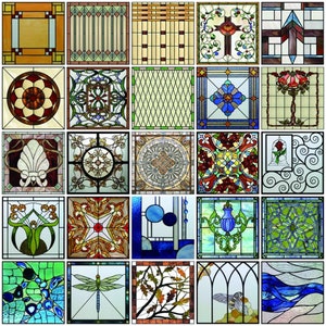 Decorative Stained Glass Window Film with UV Protection - Custom Size, Matte Finish, Privacy Frosted Static Cling Window Decal for Glass