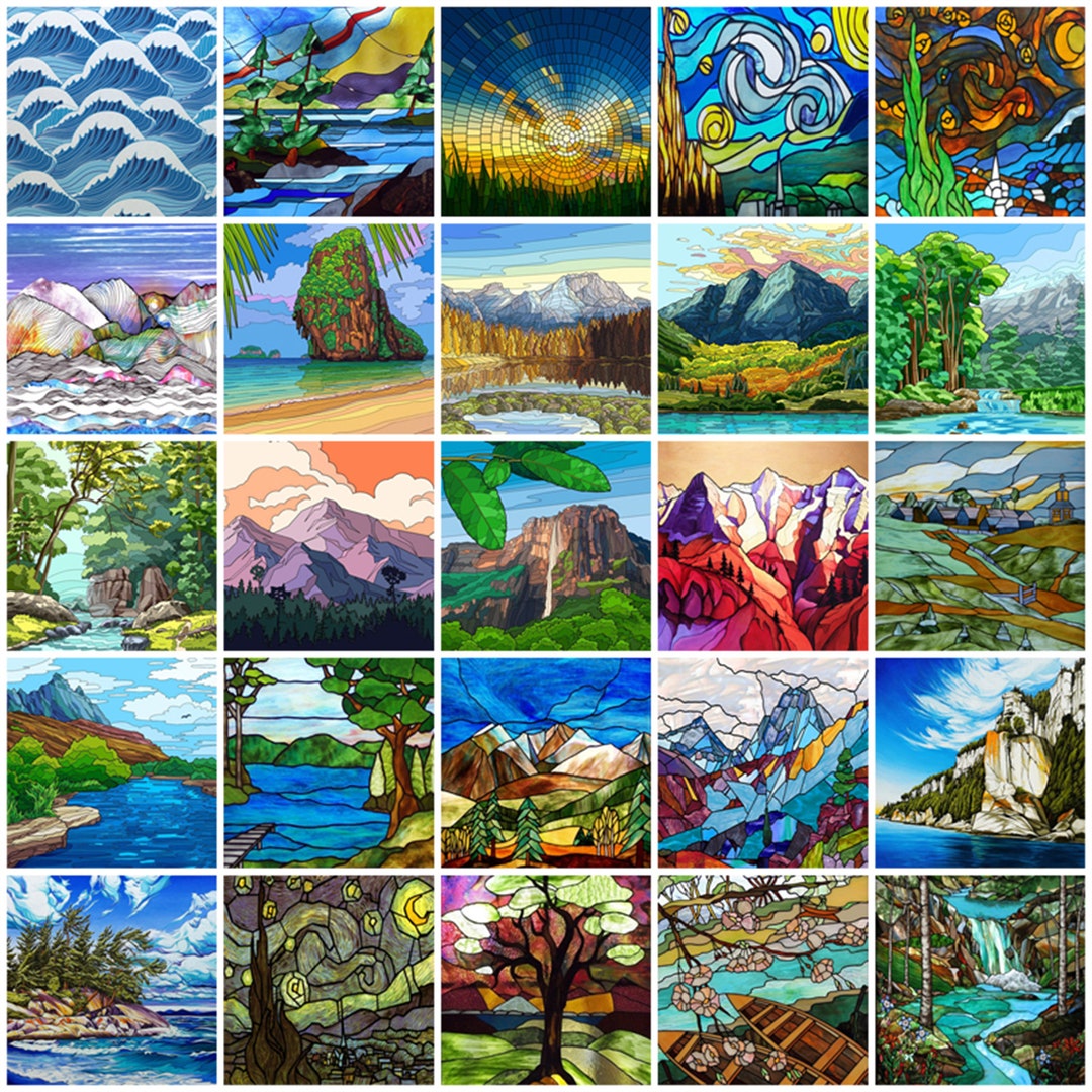 Custom Size Glass Films,large Selection of Landscape Painting Stained