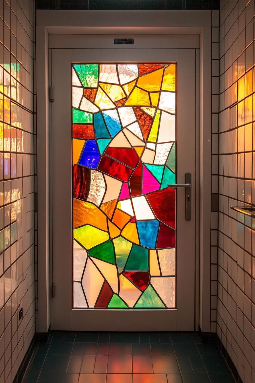 Stained Glass Window Film – Colorful Garden Floral Pattern, Static ...