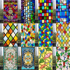 Privacy Window Stickers - Colorful Vinyl Glass Film, Static Cling, No ...