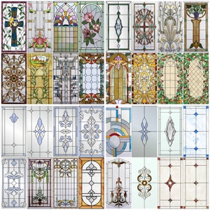 Película para ventanas con efecto de vitral esmerilado, películas estáticas para privacidad con efecto iglesia, calcomanía para puerta ideal para cocina, oficina y decoración del hogar