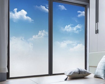 Custom Size Dreamy Sky Artistic Glass Sticker Window Film Privacy Frosted Glass Sticker and Anti UV Blocking Self Adhesive sticker for Home