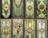 Vintage Floral Stained Glass Window Film - Privacy Decorative, Reusable, Eco-Friendly, Non-Adhesive Static Cling with Free Custom Size
