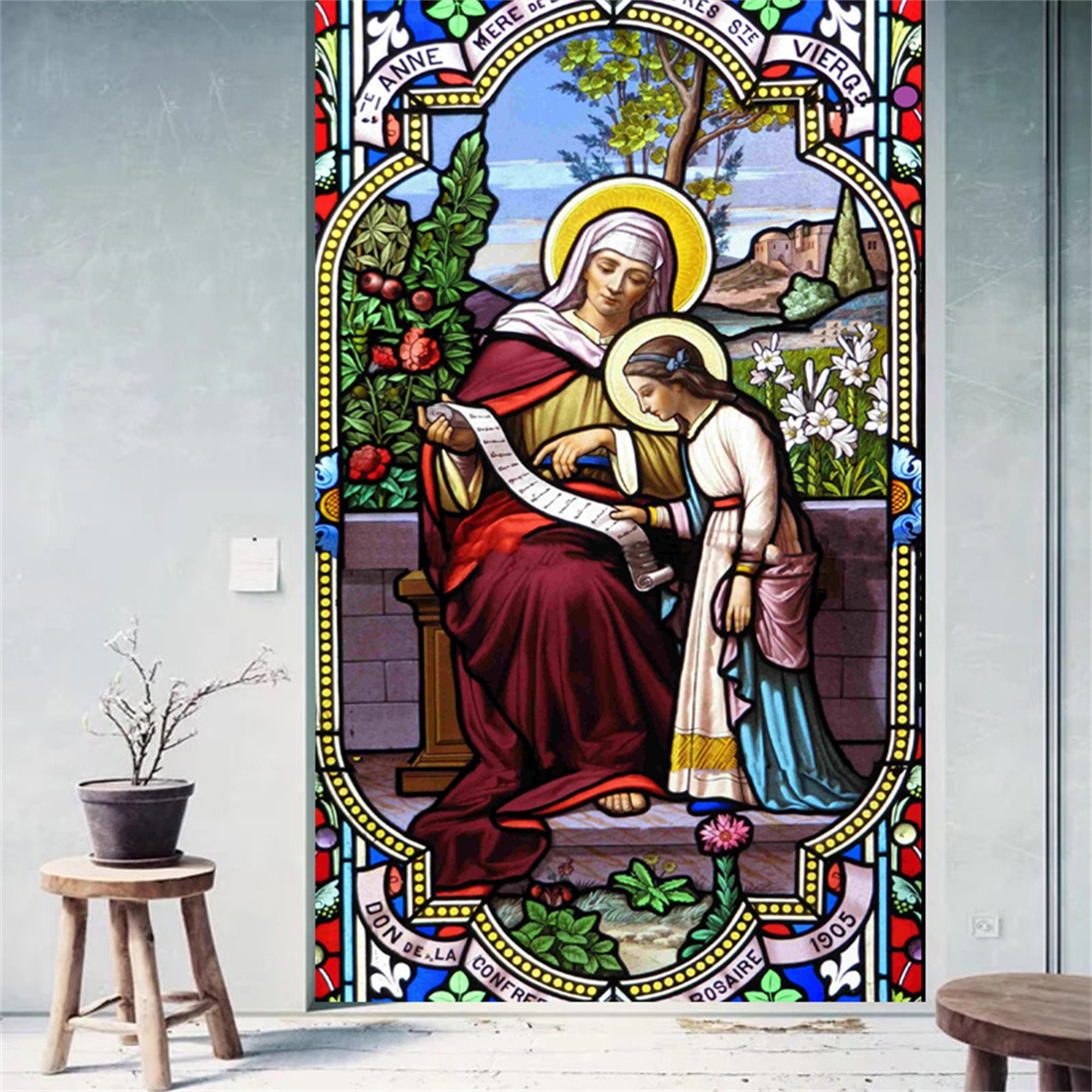 Pellicola Decorativa Per Vetri Chiesa 60x90 Cm | Effetto Vetrata Colorata, Adesivo Statico Per Privacy - 2