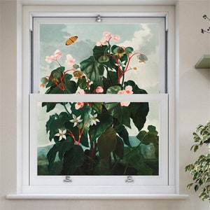 Custom Church-Style Window Decor - Self-Adhesive Frosted Stained Glass Film with Temple of Flora Motif