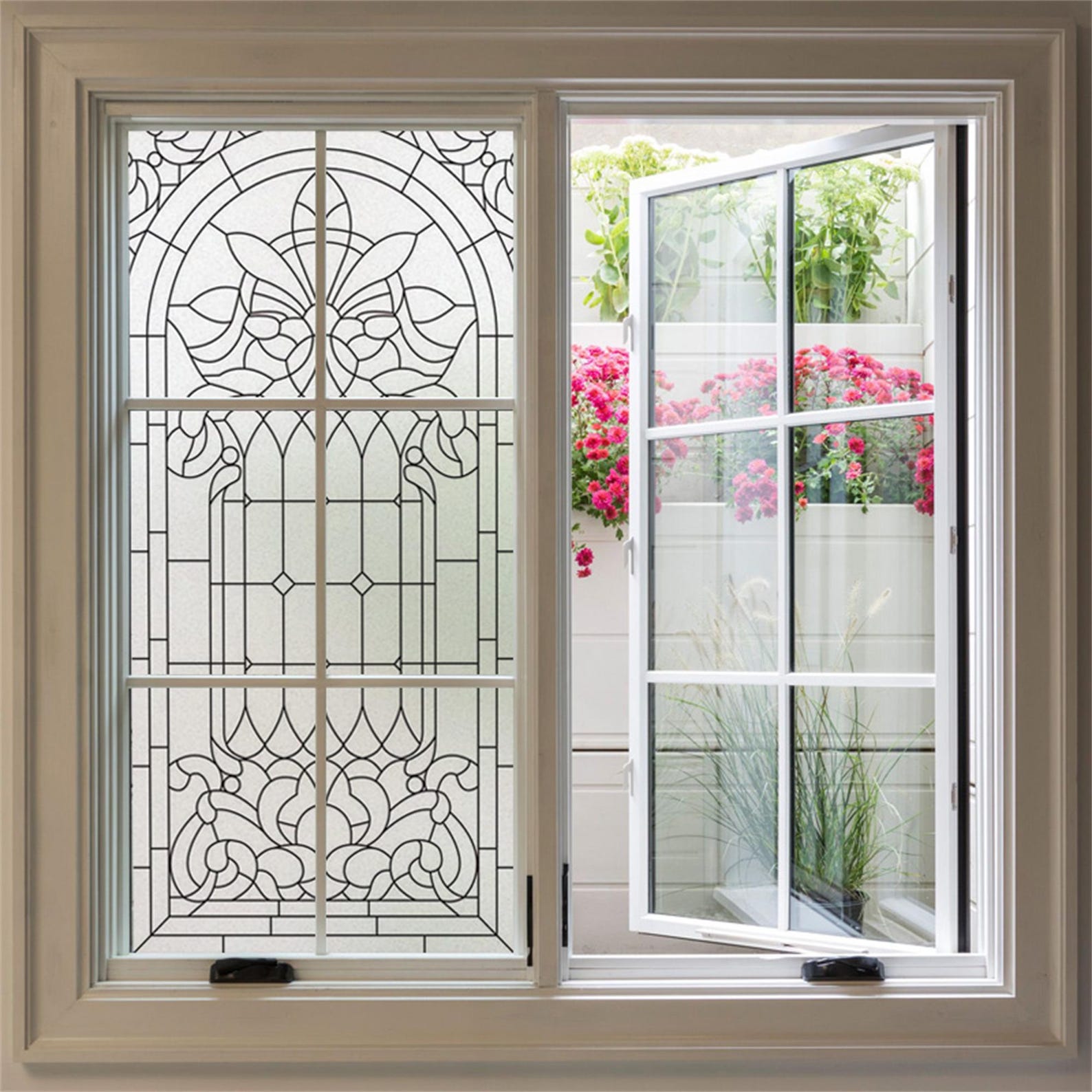 Static Cling Stained Glass Window Film Custom Size Frosted Privacy Door