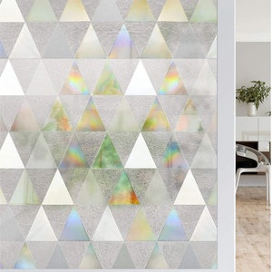 Privacy Window Film Rainbow Window Cling 3D Decorative Window Vinyl Non-Adhesive Sun UV Blocking Glass Stickers for Home Office