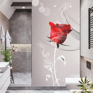 Rose Privacy Window Film – Non-Adhesive, Sun Protection, Heat Control Frosted Glass Sticker for Home Decor