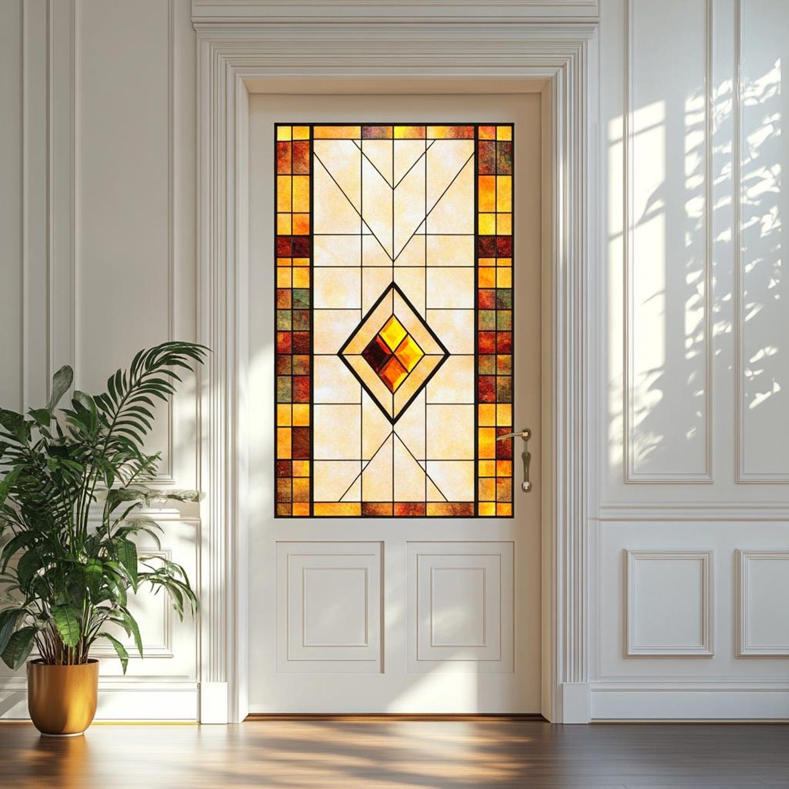 Vintage-inspired Stained Glass Window Cling – Bold Architectural ...