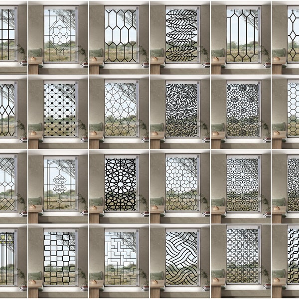 Película de vitral para ventana, pegatina de vidrio transparente, estática, herrajes Vintage, acento negro, protección para puerta de oficina, mejora del hogar