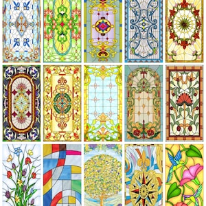 Custom Size Stained Glass Window Film Static Cling Frosted Privacy Sticker for Bathroom Kitchen Door Cupboard Church Home Decor