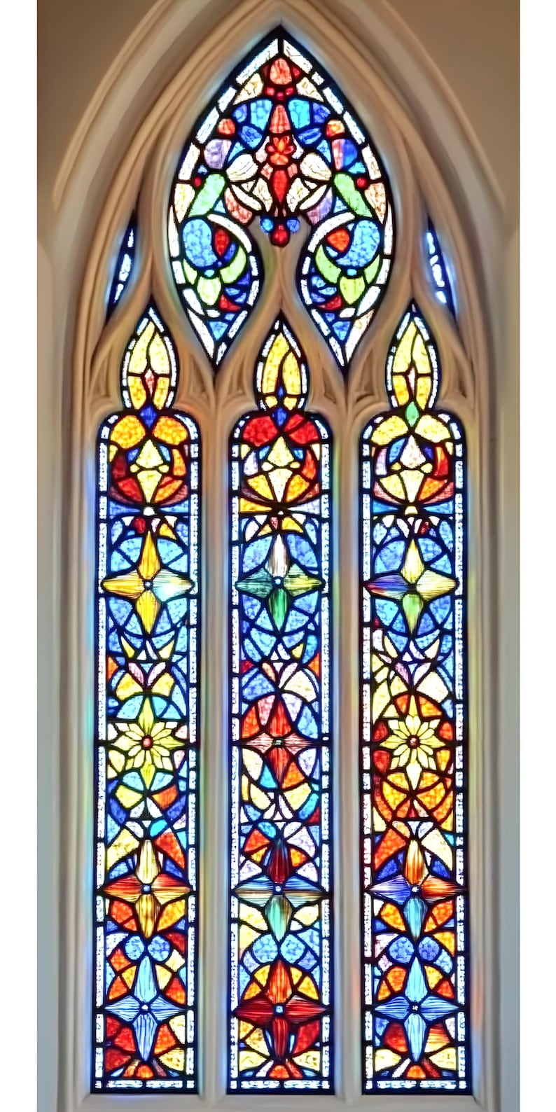 Cathedral Floral Stained Glass Window Film - Gothic Arched Design ...