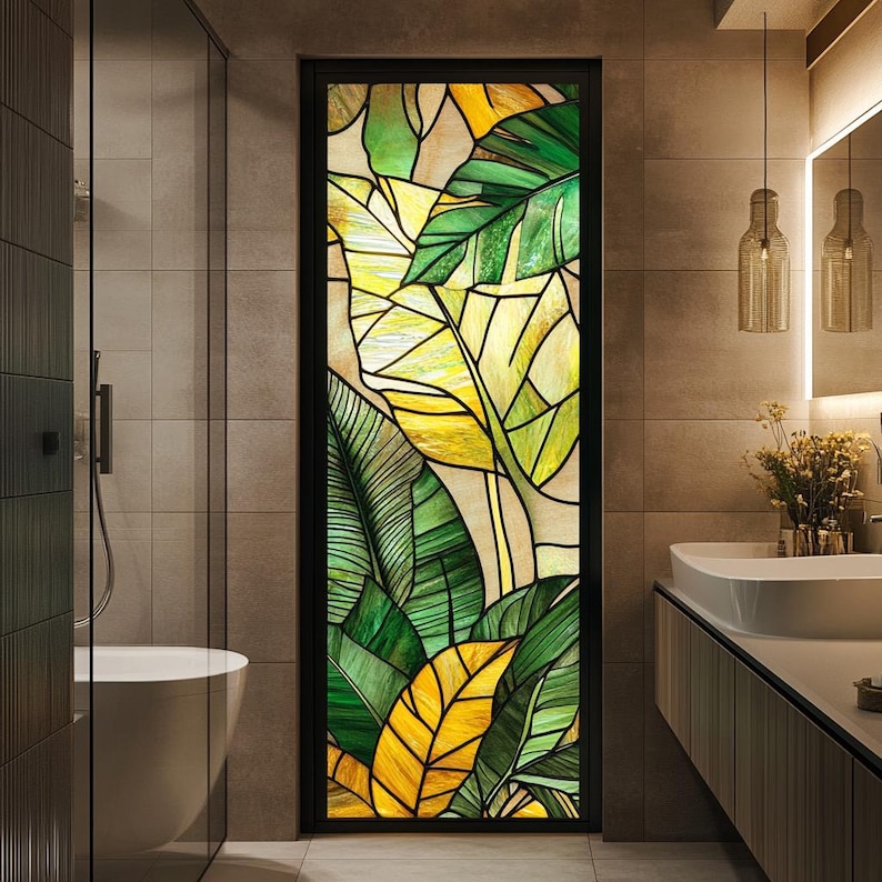 Patchwork Designs Window Luxury Stained Glass Window Decal – Colorful Patchwork Design, No Glue ...