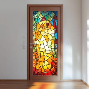 Classic Stained Glass Window Panel Film – Handmade Decorative Frosted Vinyl for Indoor & Outdoor Glass