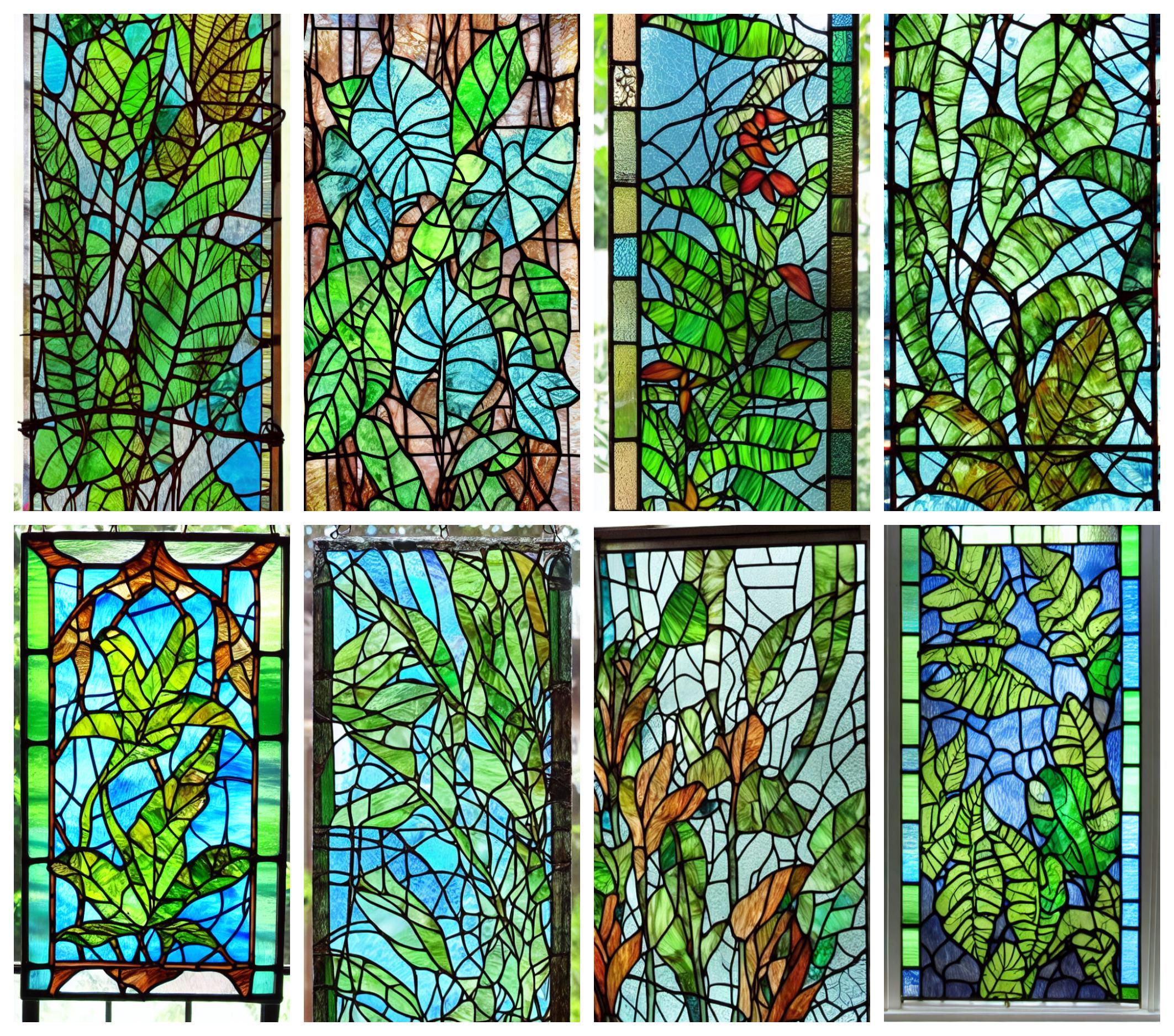 Custom Stained Glass Window Film - Tropical Leaf Design, Decorative Privacy Static Cling for Glass Doors and Windows