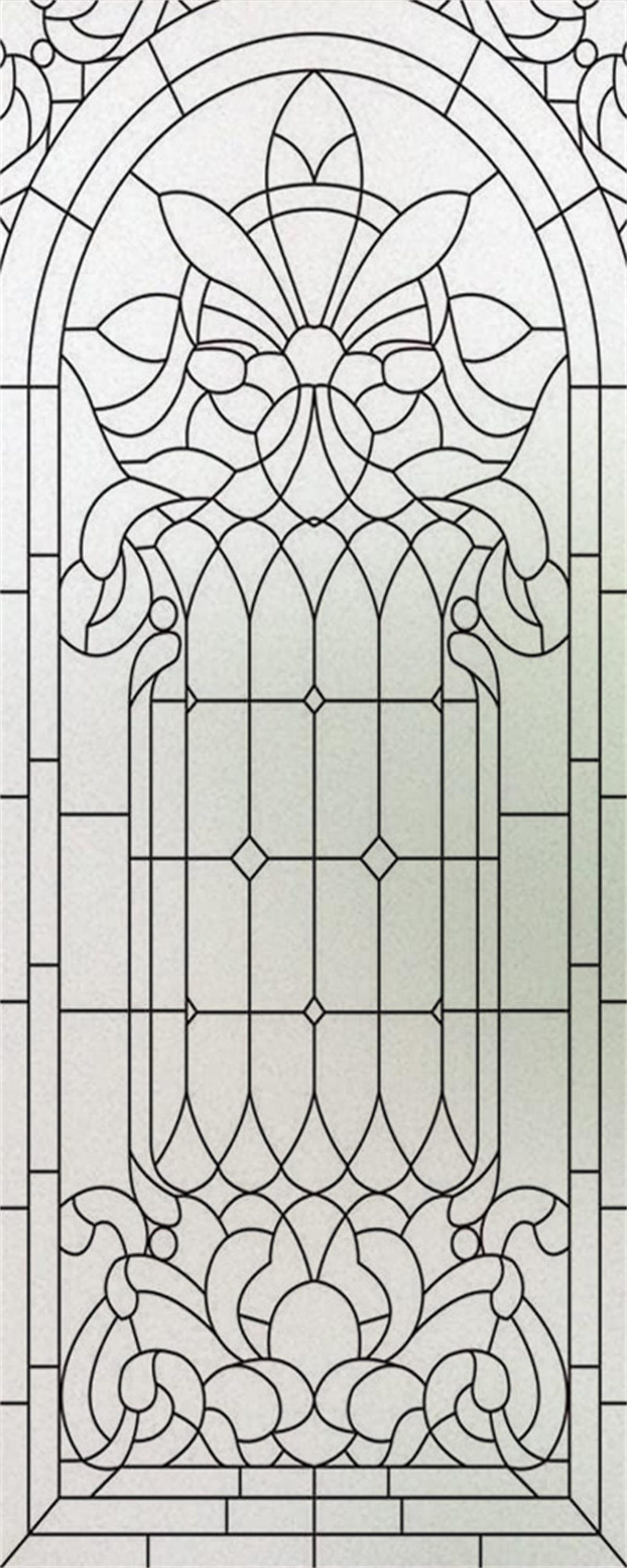 Static Cling Stained Glass Window Film Custom Size Frosted Privacy Door