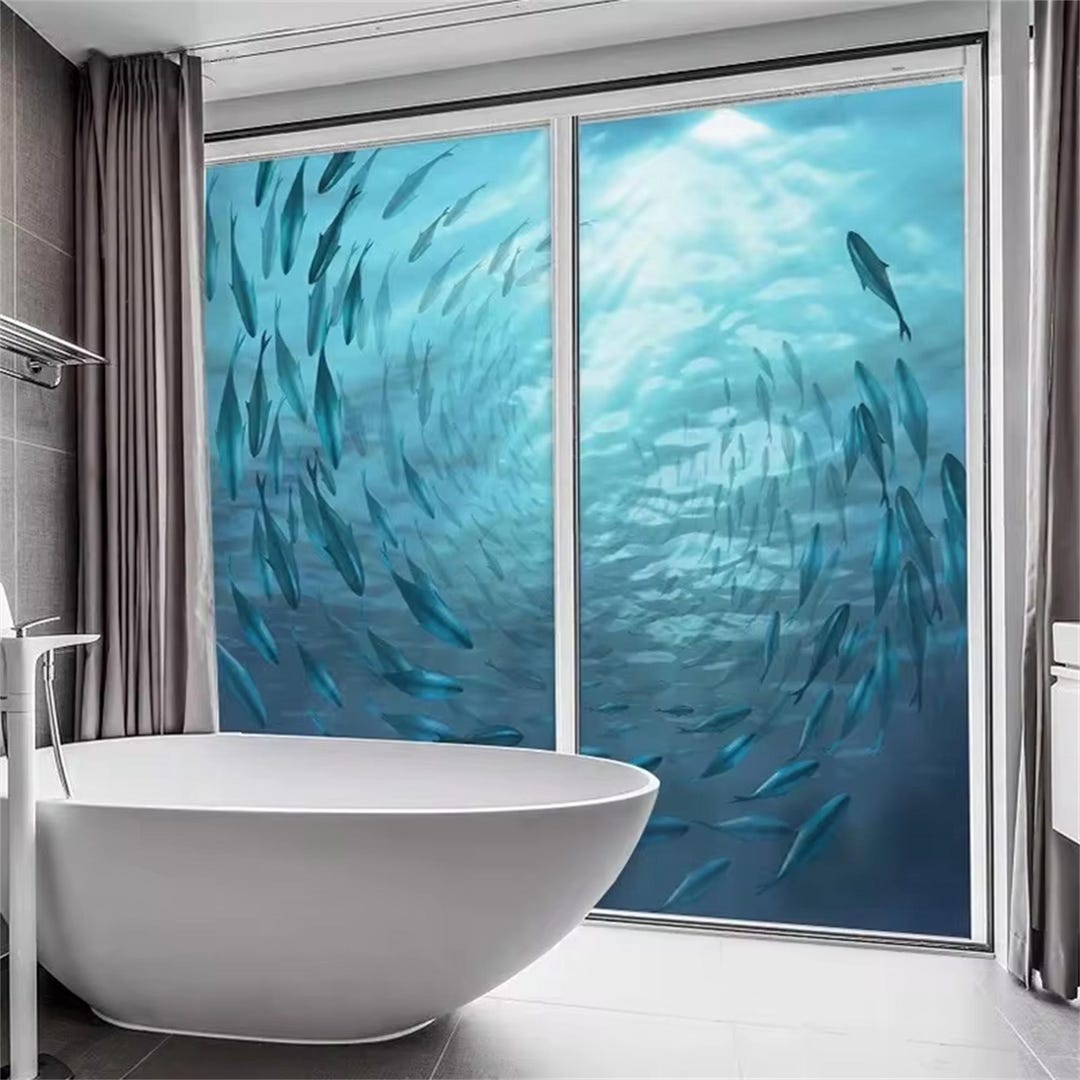 Bathroom Glass Door Film - Custom Seascape Privacy, Anti-uv, Glue-free Static Window Art - Etsy