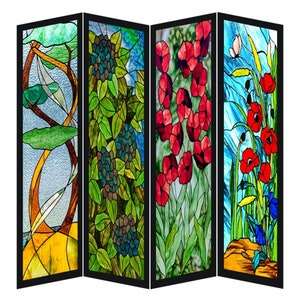 Customized Frosted Glass Window Film with Elegant Artwork - Flower Pattern Static cling Decal for Home Décor