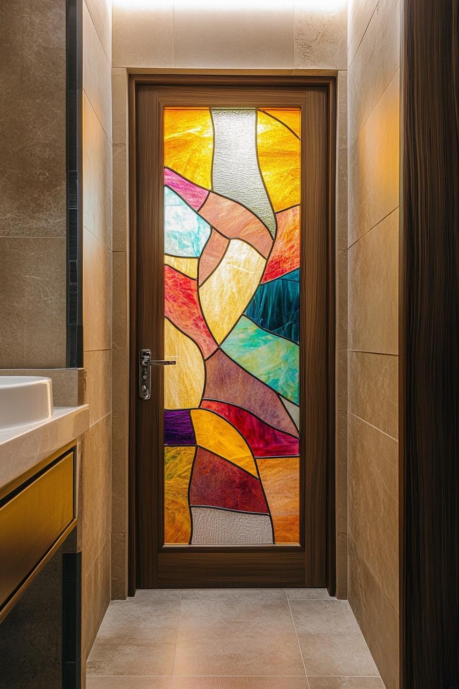 Stained Glass Window Film – Colorful Garden Floral Pattern, Static ...