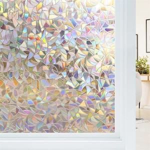 Window Privacy Film Rainbow Window Clings Decorative Vinyl Stained Glass  Decals Static Cling Glass Sticker Non-adhesive 