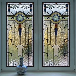 Custom Size 3D Stained Glass Window Film Door Stickers Privacy Protection Reusable Removable Home-Decor Window Covering