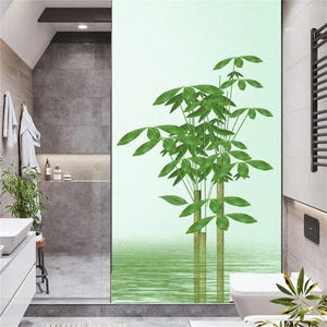 Green Leaves Privacy Window Film – Non-Adhesive Glass Sticker with Sun Protection and Heat Control for Home Decor