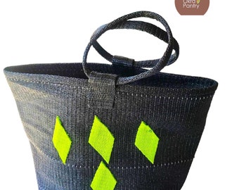 Woven Liberian Black and Green Plastic Tote Strong Resistant Bag