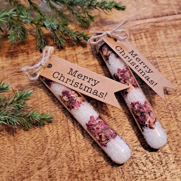 Guest gift "Merry Christmas" bath salt with rose petals | Christmas present | Christmas party | Festival | Giveaway | Christmas | Table decoration