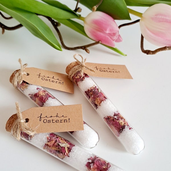 Geschenk "Frohe Ostern" Badesalz mit Rosenblüten | Gastgeschenk | Ostern