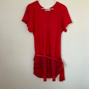 Vintage Rotes Fransen-Unter-Party-Shirt/Kleid