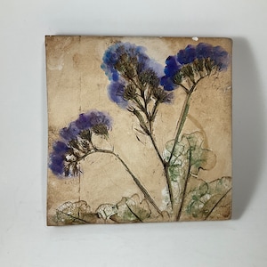 Wall tile, trivet purple flowers