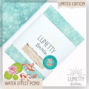 Hand-Dyed Aida Fabric for Cross Stitch – 14ct 16ct 18ct Count | Water Effect Cotton Cloth | Vegan Dyes | Unique Colors | Lunetty | Pond Blue