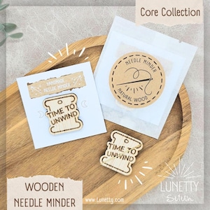 Wooden Needle Minder: Magnetic Bobbin Design - Cross Stitch & Embroidery