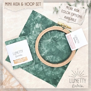 Hand-Dyed Aida Mini Cross Stitch Kit: Wooden Hoop & Travel Bag