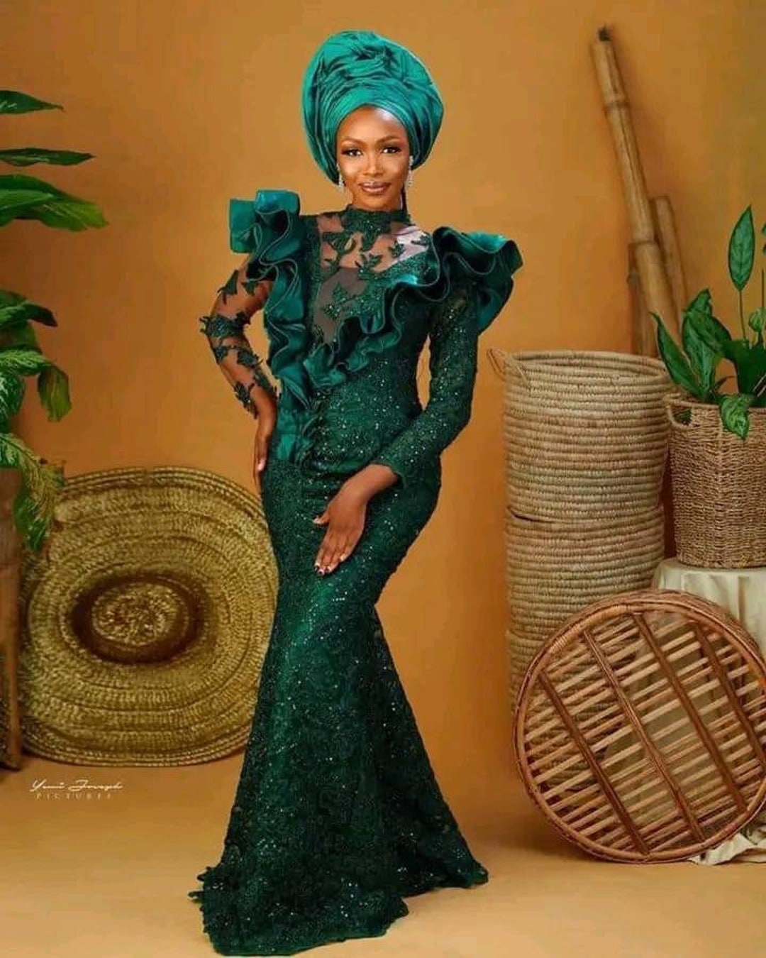 Emerald Green African Mermaid Dress,african Wedding Dress, Asoebi Dress