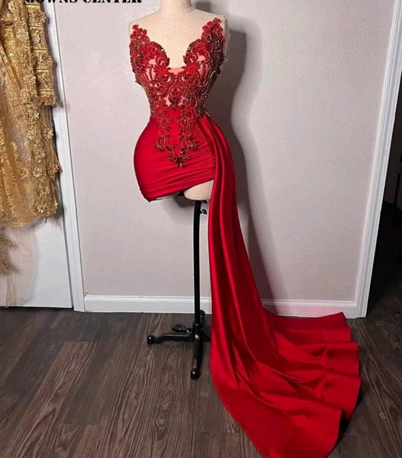 Red diamond prom dress sale