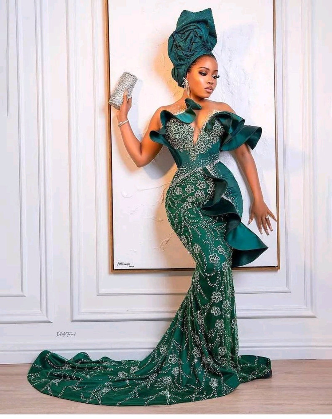 Green Luxury Corset Wedding Dress African Mermaid Dress Etsy