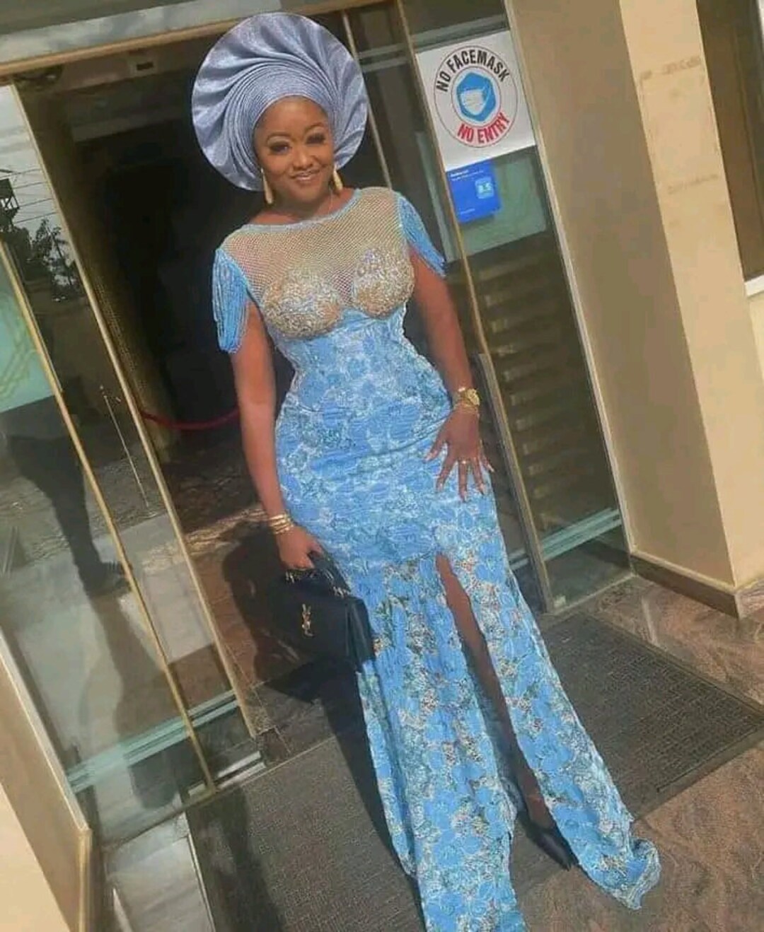 Blue African Mermaid Dress Wedding Guest Dress Bride's Dress, African