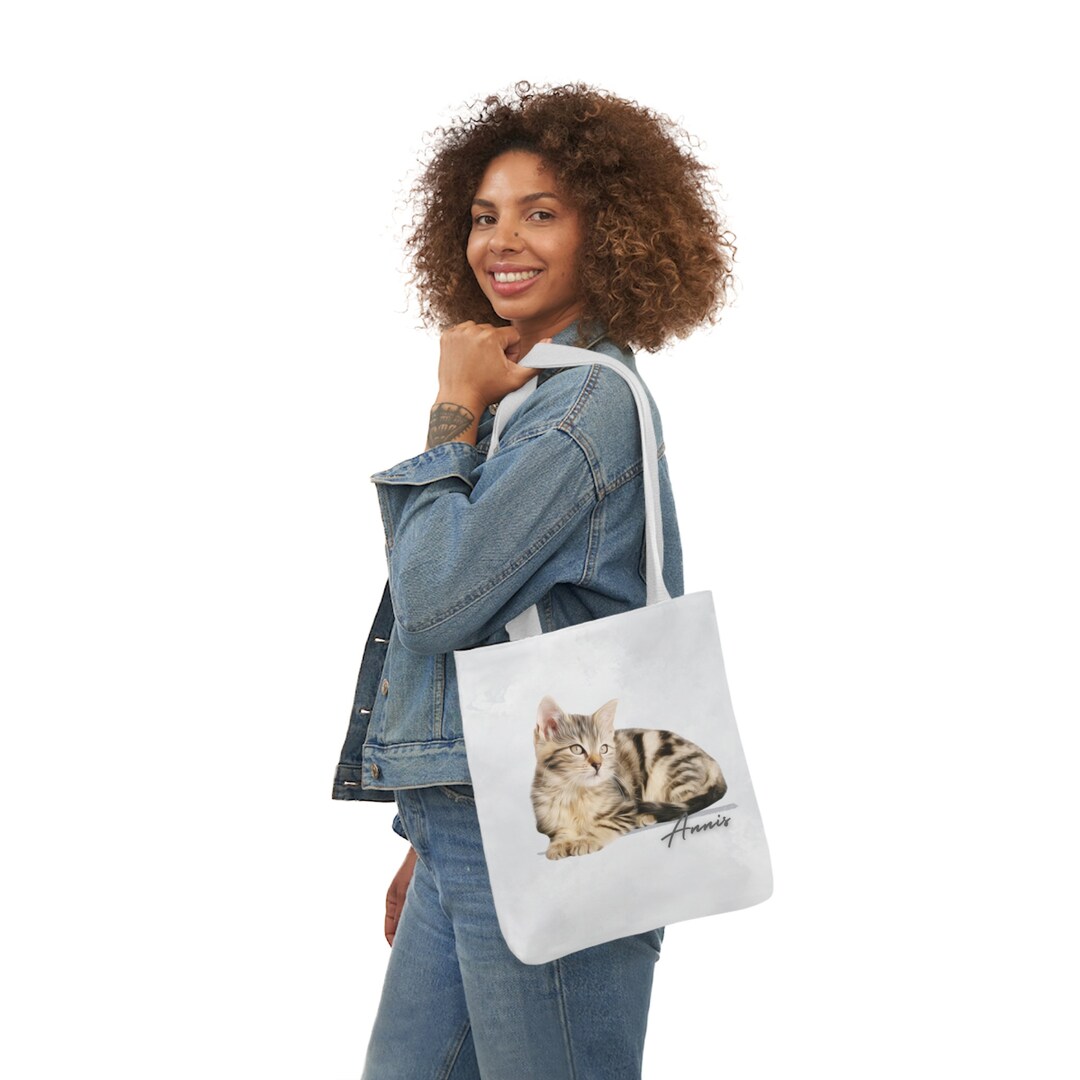 Custom Pet Portrait Tote Bag, Custom Personalised Cat Lover Gift, Cat