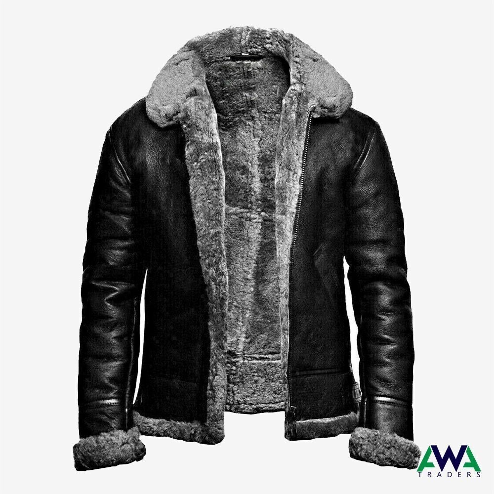 Mens fur top lined aviator jacket