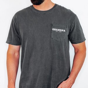 Custom Grandpa Comfort Colors Shirt Custom Grandpa Pocket Shirt, Grandpa Est TShirt, Grandpa Pregnancy Announcement, Gift for Grandpa Tee