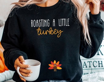 Thanksgiving Fall Pregnancy Announcement Sweatshirt, Funny Pregnancy reveal shirt, mom to be crewneck , cute turkey sweatshirt for mom to be