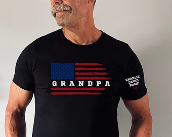 Personalized Grandpa T-shirt, American Flag 4th of July T-shirt for Grandpa, Grandpas Birthday, Father's Day gift for Grandpa from grandkids