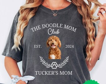Personalized Goldendoodle Comfort Colors Shirt, Custom Photo Golden Doodle Gifts, Dog Name Doodle Mom Tshirt, Doodle Dog Mom, Doodle Dad Tee