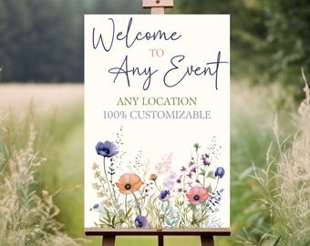 Custom Event Welcome Sign, Canvas Foam Board Birthday Sign, Baby Shower Christening Sign, Any Event Entrance Poster, Engagement Party Decor
