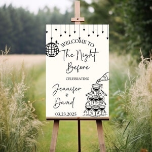 The Night Before Rehearsal Dinner Sign, Champagne Rehearsal Dinner Welcome Sign, Personalized The Night Before Sign, Engagement Party Sign